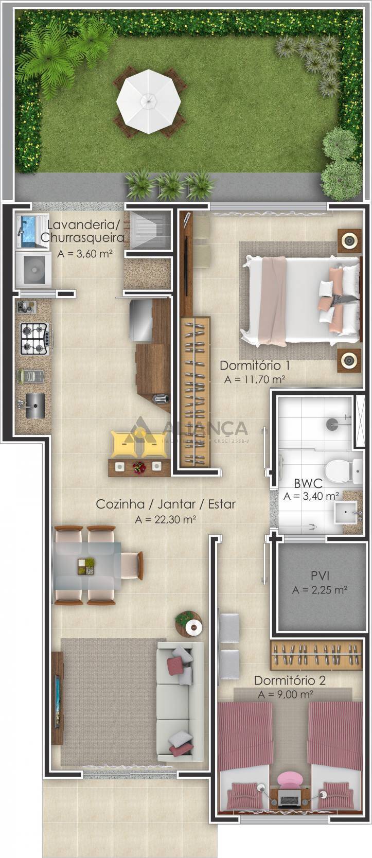 Apartamento à venda com 2 quartos, 62m² - Foto 2